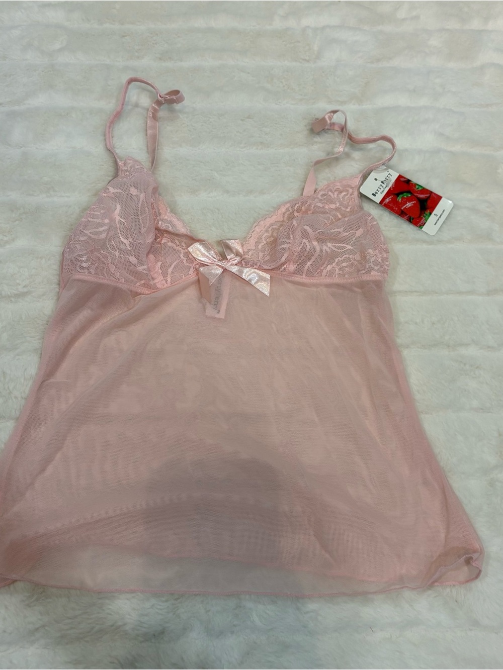Sheer Lace-Trim Chemise Slip in Blush Pink